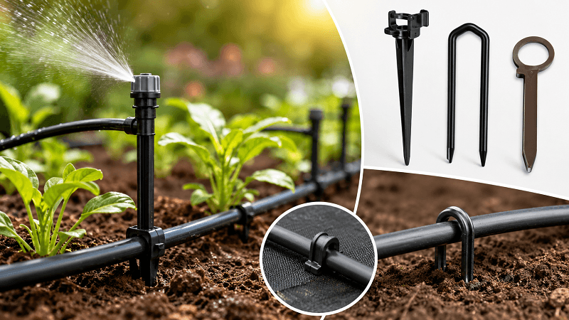 Drip Irrigation Accessories That Prevent System Failure: Risers, Stakes, Staples, and Hold-Downs